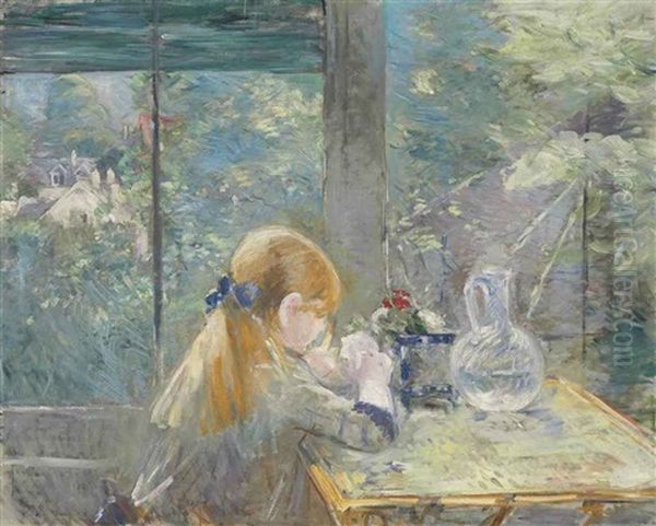 Dans La Veranda Oil Painting by Berthe Morisot