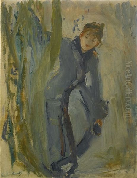 Jeune Fille Remettant Son Patin Oil Painting by Berthe Morisot