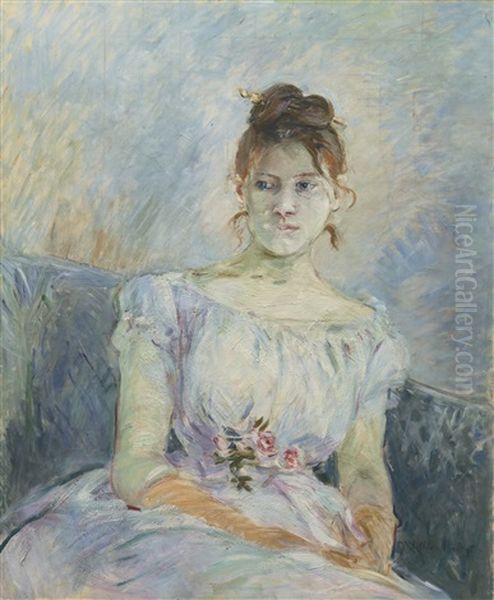 Paule Gobillard En Robe De Bal Oil Painting by Berthe Morisot