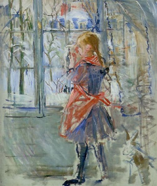 L'enfant Au Tablier Rouge Oil Painting by Berthe Morisot