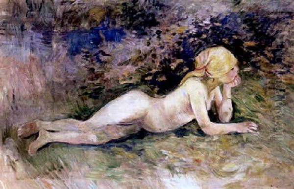 Bergere Nue Couchee Oil Painting by Berthe Morisot