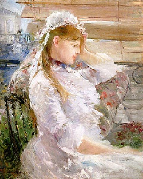 Derriere La Jalousie Oil Painting by Berthe Morisot