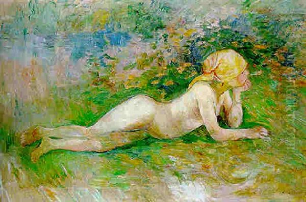 Bergere Nue Couchee Oil Painting by Berthe Morisot