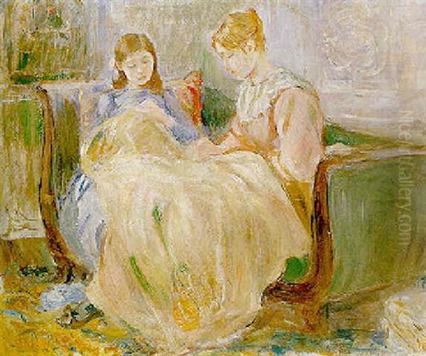 La Broderie Oil Painting by Berthe Morisot