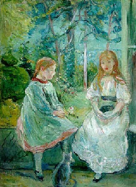 Fillettes A La Fenetre, Jeanne Et Edma Bodeau Oil Painting by Berthe Morisot