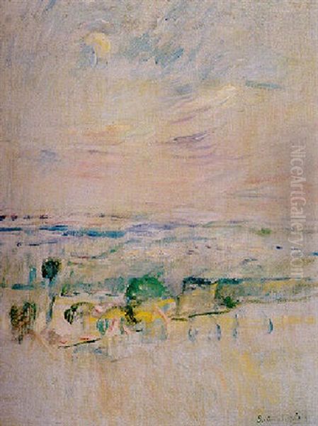 Le Lever De Lune Sur La Vallee De La Seine Oil Painting by Berthe Morisot