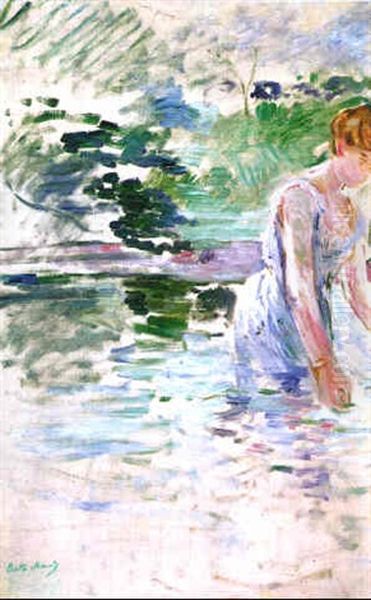 Jeune Femme Au Bain Oil Painting by Berthe Morisot