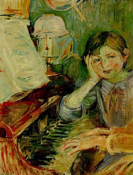 Julie Ecoutant Oil Painting by Berthe Morisot