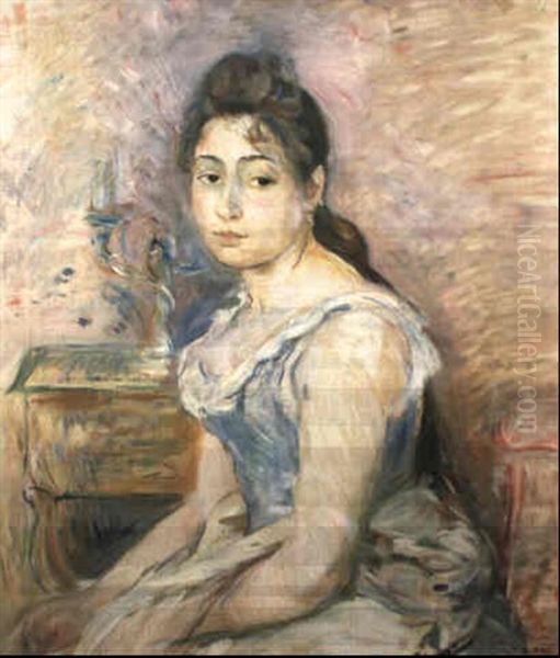 Jeune Fille Au Corset Bleu Oil Painting by Berthe Morisot