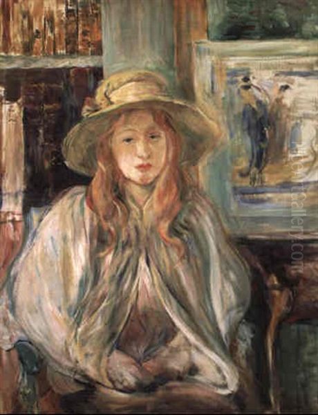 Fillette Au Chapeau De Paille Oil Painting by Berthe Morisot