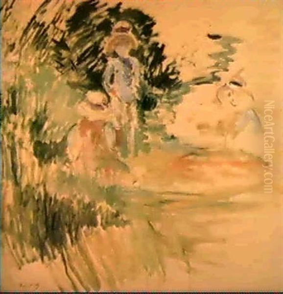 Enfants Au Bord Du Lac Oil Painting by Berthe Morisot