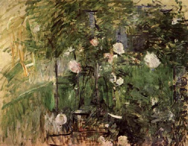 Coin De Jardin Aux Rosiers Oil Painting by Berthe Morisot