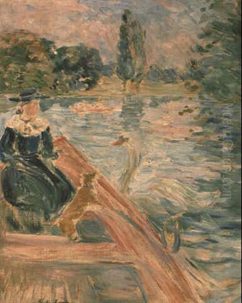 En Barque Sur Le Lac Oil Painting by Berthe Morisot