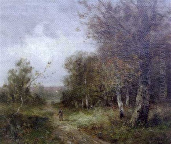 Chasseurs Dans Le Sous-bois Oil Painting by Edma Morisot