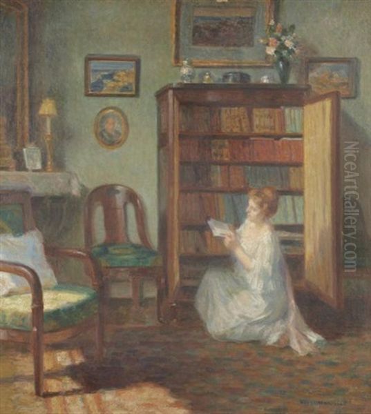 La Lecture Oil Painting by Francois Henri Morisset