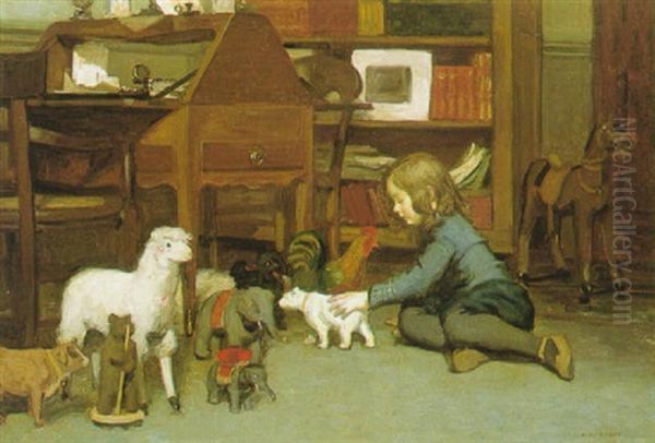 Favourite Toys Oil Painting by Francois Henri Morisset