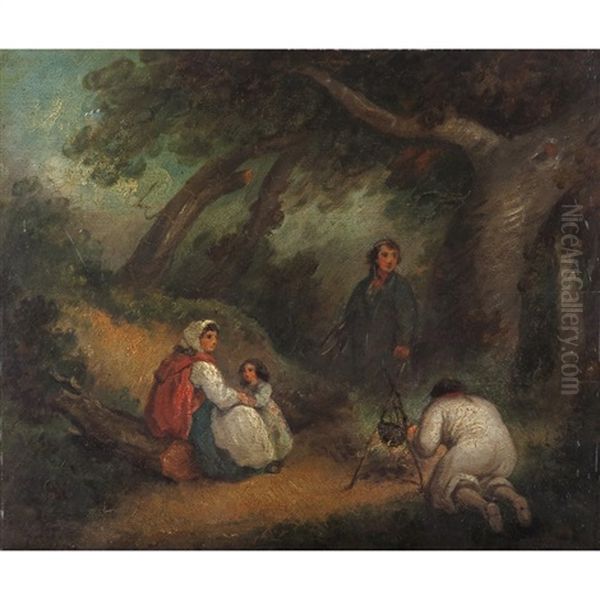 By The Fire Oil Painting by George Morland