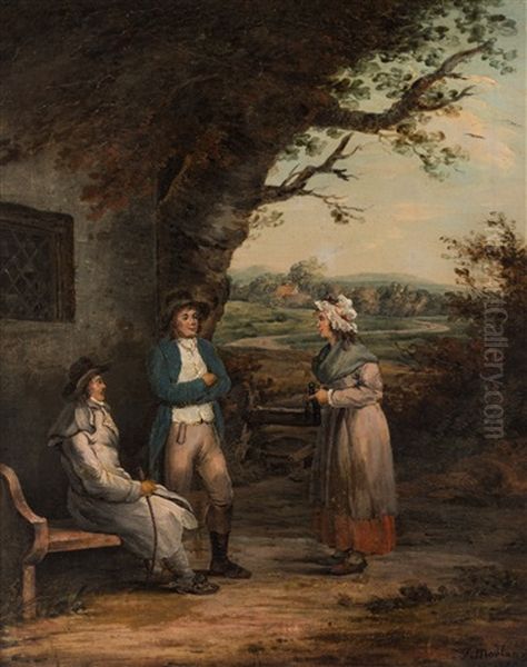 People By The Tree Oil Painting by George Morland