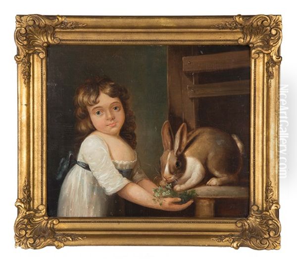 Girl & Rabbit Oil Painting by George Morland