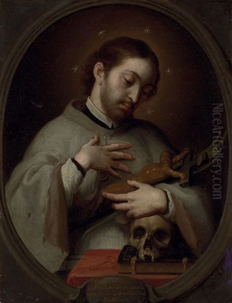 Portrait Of Saint Luis Gonzaga Oil Painting by Juan Patricio Morlete Ruiz