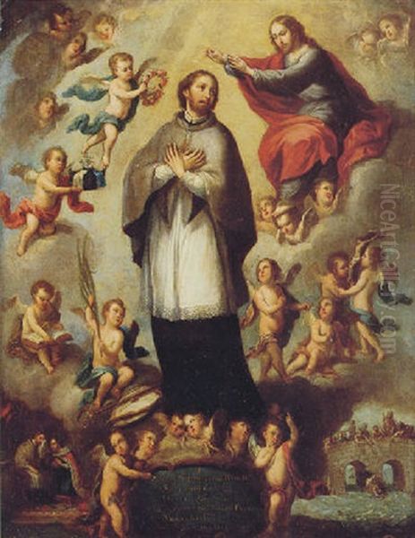 San Juan Nepomuceno En Gloria Oil Painting by Juan Patricio Morlete Ruiz