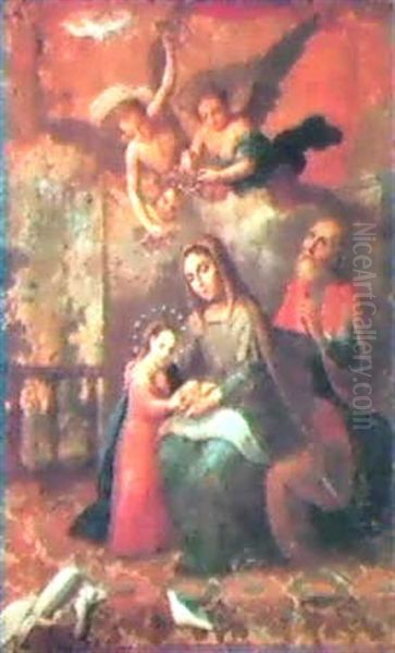 Santa Ana Instruyendo A La Virgen Oil Painting by Juan Patricio Morlete Ruiz