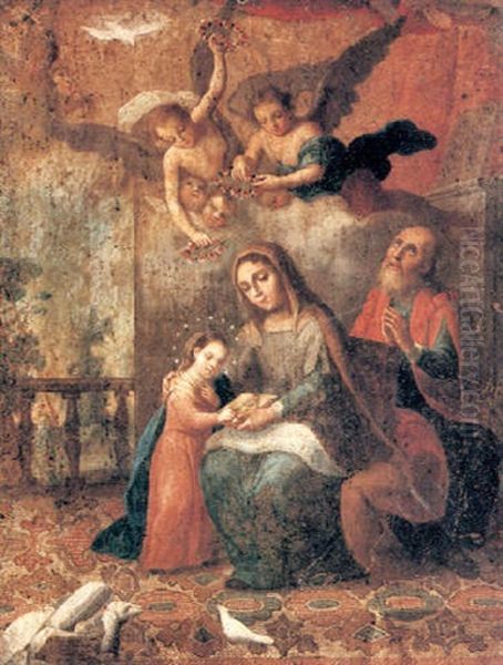 Santa Ana Instruyendo A La Virgen Oil Painting by Juan Patricio Morlete Ruiz