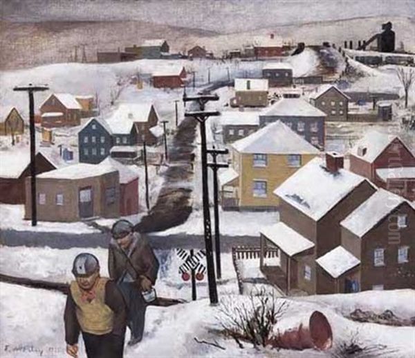 A Mining Town Oil Painting by Eugene Morley