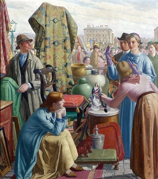 The Caledonian Market Oil Painting by Harry Morley