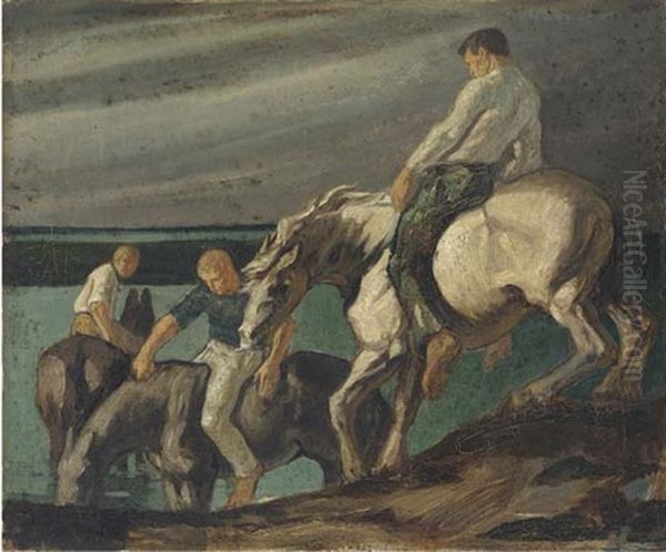 The Horsemen Oil Painting by Harry Morley