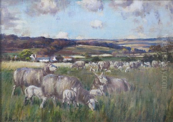 Spring Pasture Oil Painting by Henry Morley