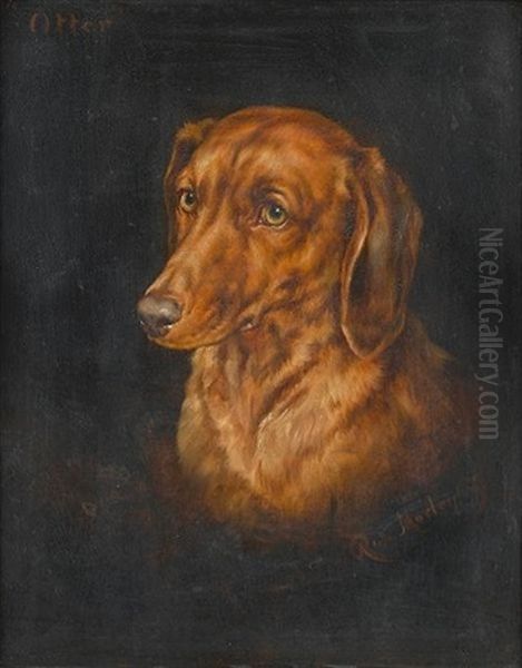 "otter" Portrait Of A Dachshund Oil Painting by Robert Morley