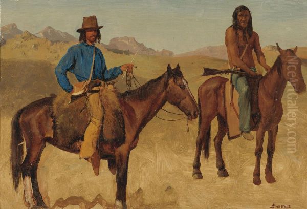 Trapper And Indian Guide On Horseback Oil Painting by Albert Bierstadt