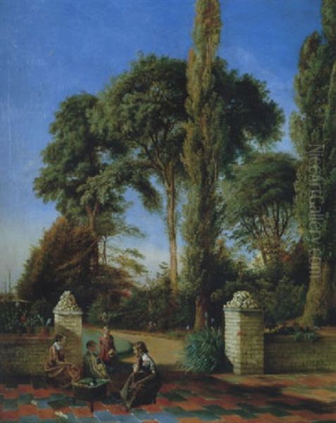 Enfants Jouant Dans Un Parc Oil Painting by Axel Otto Morner