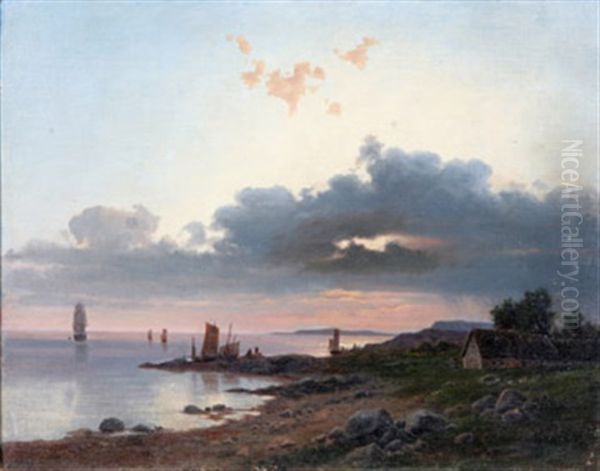 Kustlandskap I Skymning Oil Painting by Wilhelm von Moerner