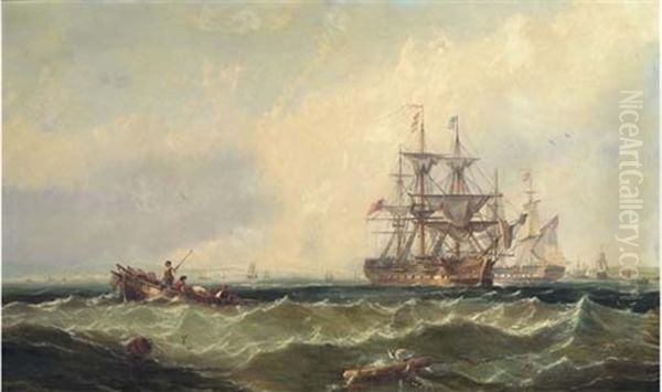 Panorama Of The Fleet Anchorage At Spithead by Charles Augustus Mornewick