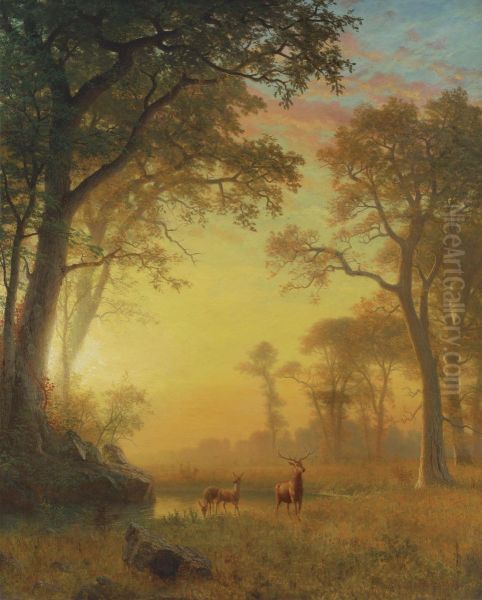 Light In The Forest Oil Painting by Albert Bierstadt