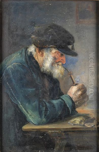 Bartiger Mann Mit Pfeife Oil Painting by Josef Theodor Moroder-Lusenberg