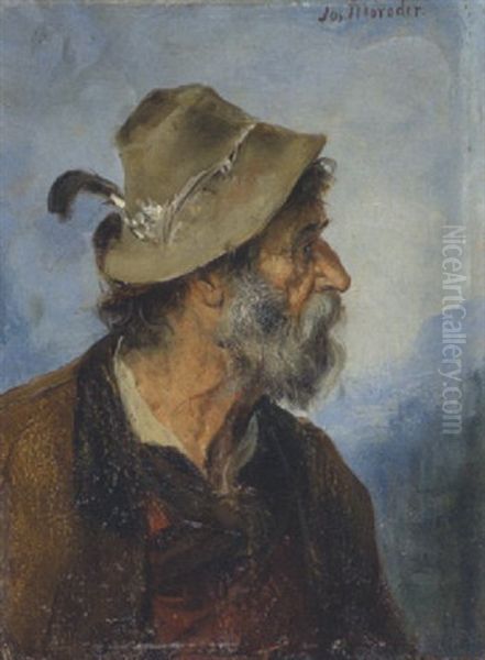 Tiroler Bauer Oil Painting by Josef Theodor Moroder-Lusenberg