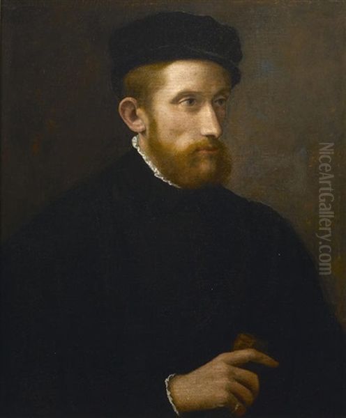 A Portrait Of A Gentleman, Half-length Oil Painting by Giovanni Battista Moroni