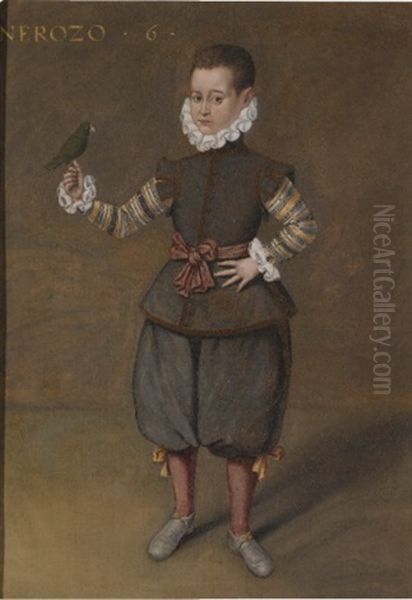 A Portrait Of A Boy, Aged Six, With A Falcon Oil Painting by Giovanni Battista Moroni