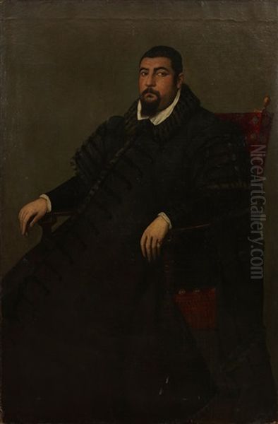 Portratt Av Sittande Herre Oil Painting by Giovanni Battista Moroni