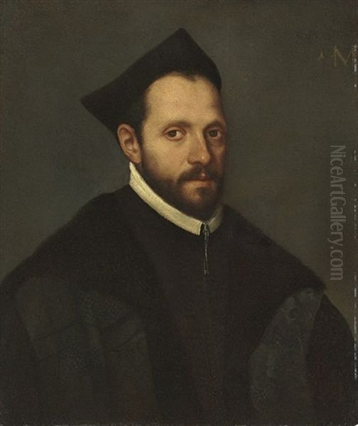 Portrait Of A Cleric, Bust-length Oil Painting by Giovanni Battista Moroni