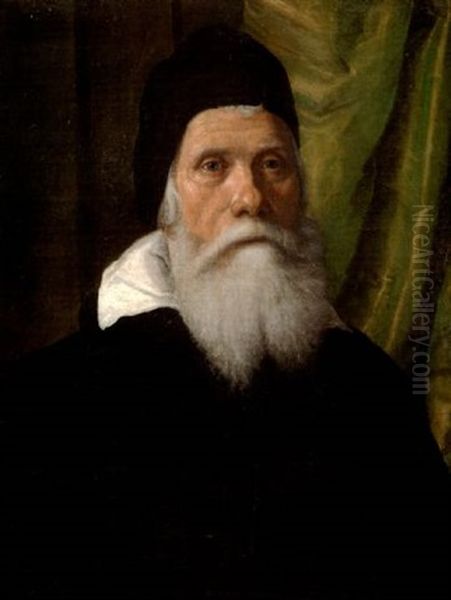 Portrait D'homme Devant Une Draperie Verte Oil Painting by Giovanni Battista Moroni