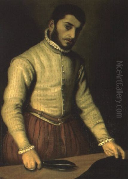 Portrait Of A Tailor Oil Painting by Giovanni Battista Moroni