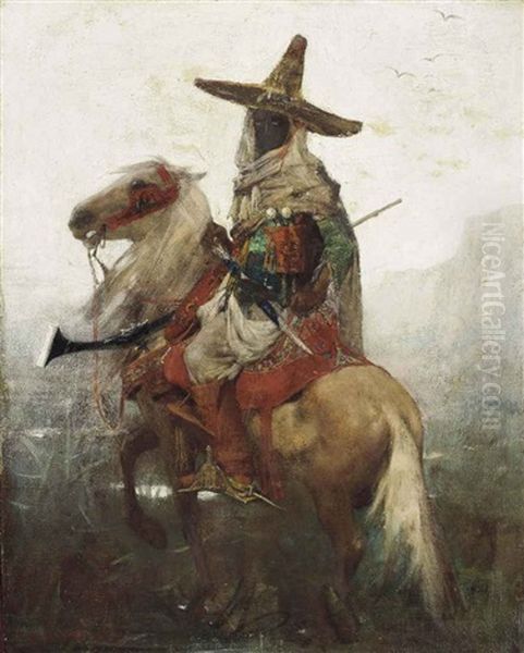 A Desert Warrior Oil Painting by Aime Nicolas Morot