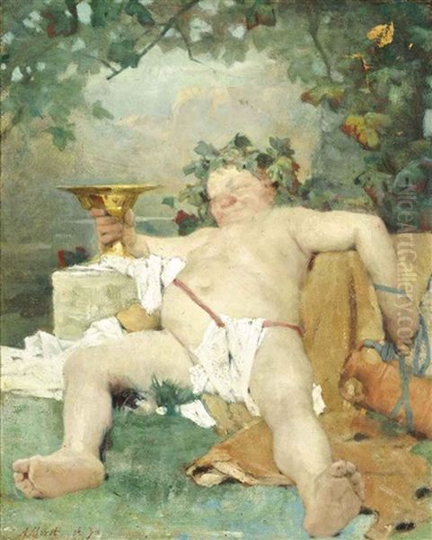 Bacchus Oil Painting by Aime Nicolas Morot