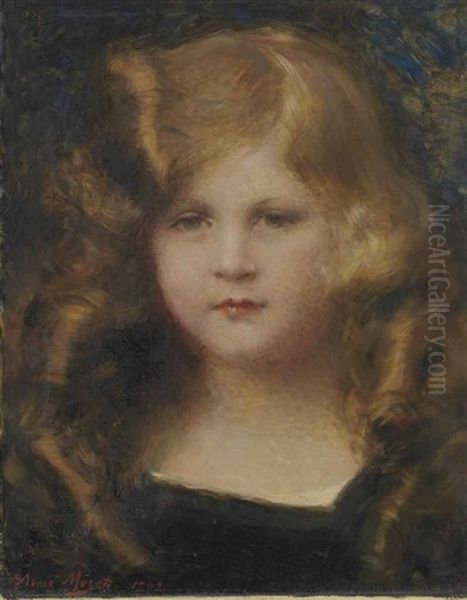 Portrait De Jeune Fille En Robe Noire Oil Painting by Aime Nicolas Morot