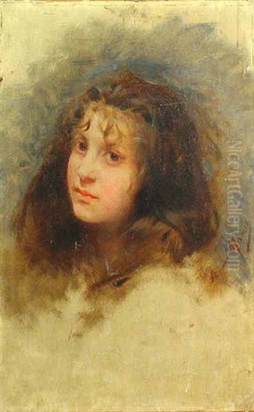 Head Of A Young Girl Oil Painting by Aime Nicolas Morot