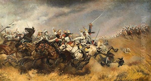 Choc De Cavalerie Oil Painting by Aime Nicolas Morot